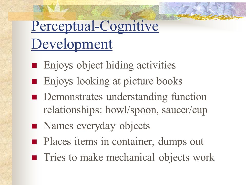 Perceptual cognitive development clearance